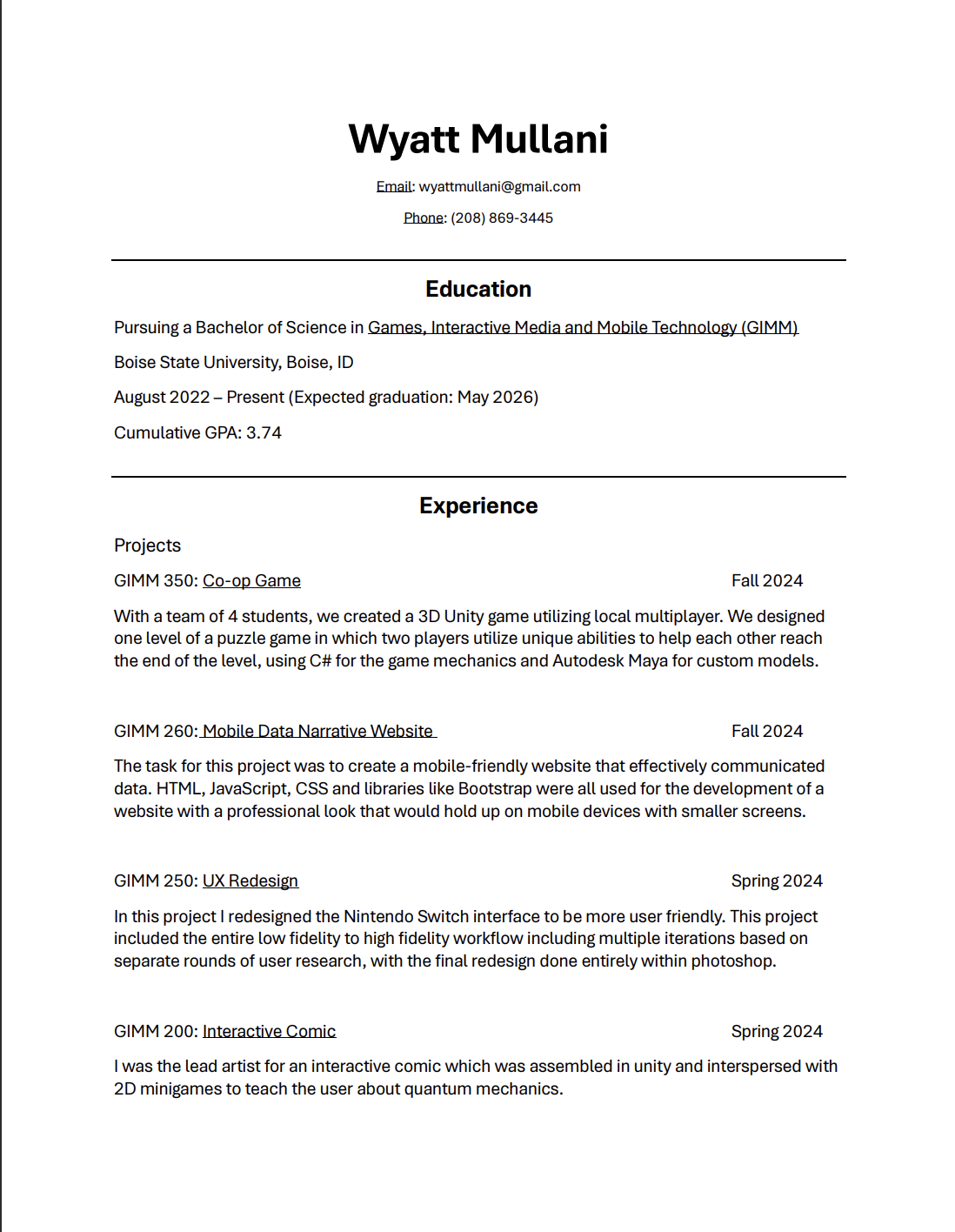 Resume preview